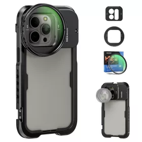   NEEWER iPhone 15 Pro Max Fotós Rig-Cage 67mm Objektív-Szűrő Adapterrel - Lens Filter iPhone Átalakító