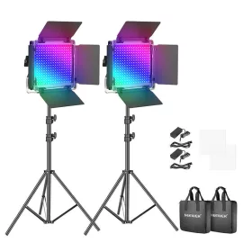   Neewer 660 PRO RGB LED stúdió készlet, két 50W 3200-5600K lámpa + állványok + kapuk