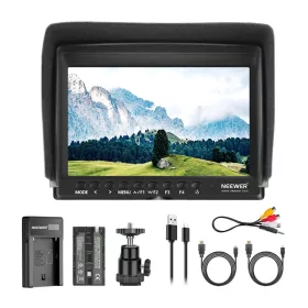 NEEWER F100 terepi monitor + USB-töltő + akkumulátor-kit