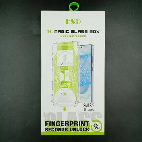 Samsung S25 kijelzővédő fólia edzett üveg 9H FingerprintUnlock – installation frame átlátszó