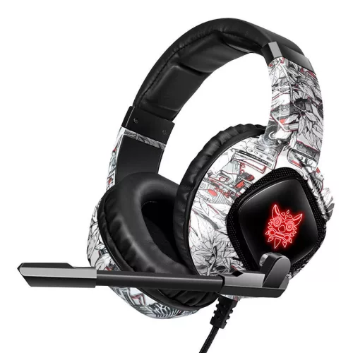 ONIKUMA Gaming fejhallgató K19 (fehér mintás)