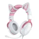 ONIKUMA X10 gamer fejhallgató, macskafüles (Fehér-rózsaszín)