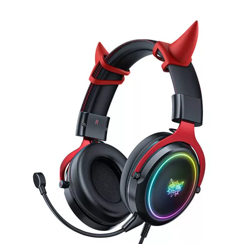 ONIKUMA X10 Gaming Fejhallgató, démoni szarvakkal (fekete-piros)