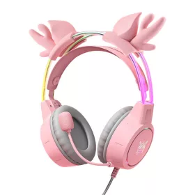   ONIKUMA X15Pro Gaming Fejhallgató Szarvas szarvakkal (Rózsaszín)