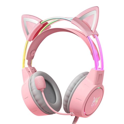 ONIKUMA X15Pro gaming fejhallgató (rózsaszín, macskafüles)