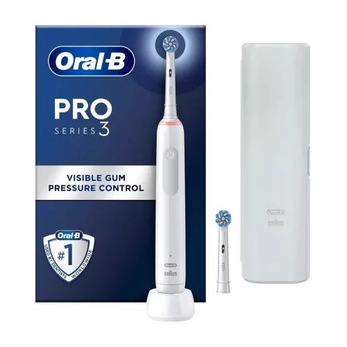 Oral-B elektromos fogkefe Pro 3 3500 érzékeny tisztító forgó/oszcilláló/pulzáló készlet Gift Edition (fehér)