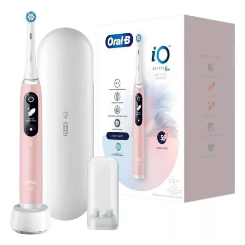 Oral-B elektromos fogkefe iO sorozat 6 – utazó tok Sand (rózsaszín)