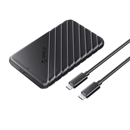 Orico 2.5" USB-C 3.1 Gen1 HDD/SSD Ház, 6 Gbps, (Fekete) (25PW1C-C3-BK-EP)