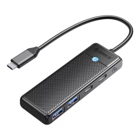   Orico 4in1 USB És Type-C HUB PD Töltés (PAPW2AC-C3-015BKEPIP)