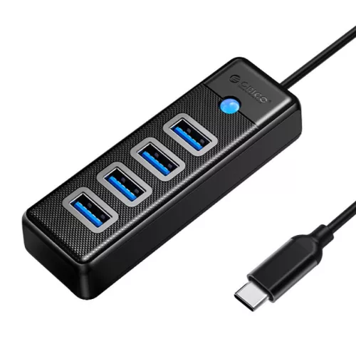 Orico USB-C 4 Portos USB 3.0 Elosztó 5Gbps 15cm (Fekete) (PW4U-C3-015-BK-EP-IP)
