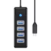 Orico USB-C 4 Portos USB 3.0 Elosztó 5Gbps 15cm (Fekete) (PW4U-C3-015-BK-EP-IP)