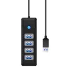 Orico 4 Portos USB 3.0 Elosztó, 5 Gbps, 0.15m (PW4U-U3-015-BK-EP-IP)