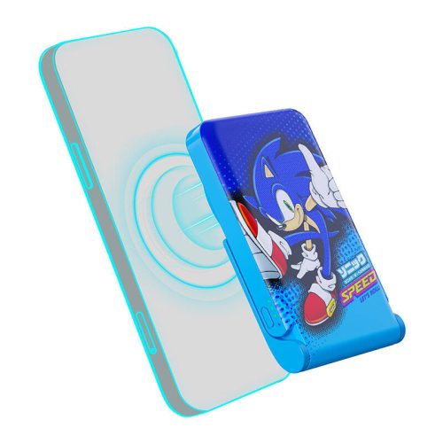 OTL magnetic powerbank 5000mAh, USB-C 15W, Sonic The Hedgehog állvánnyal (kék)