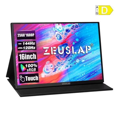 ZEUSLAP P16KT hordozható monitor 16 hüvelykes, 144Hz-es érintőképernyővel