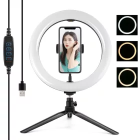   PULUZ 26cm LED körfény körlámpa ringlight + Mini Tripod Állvány