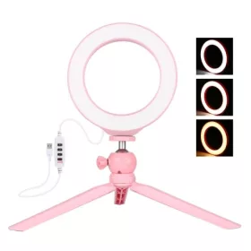   PULUZ LED Ringlight/ Körfény + Állvány - Rózsaszín - 16cm