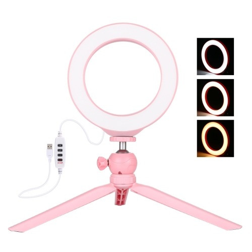 PULUZ LED Ringlight/ Körfény + Állvány - Rózsaszín - 16cm