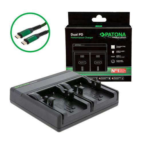PATONA Premium Dual PD Performance töltő Canon NB-1LH-hoz USB-C bemenettel/kimenettel együtt