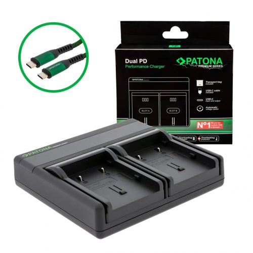 PATONA Premium Dual PD Performance töltő a JVC BN-VF707U készülékhez USB-C bemenettel/kimenettel együtt