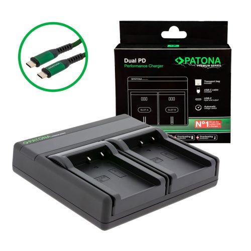 PATONA Premium Dual PD Performance töltő Casio NP-90 készülékhez USB-C bemenettel/kimenettel együtt
