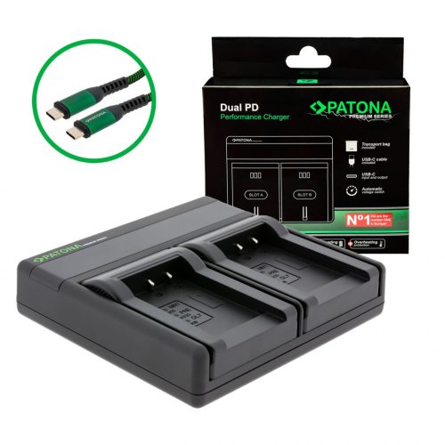 PATONA Premium Dual PD Performance töltő Minolta NP-900-hoz USB-C bemenettel/kimenettel együtt