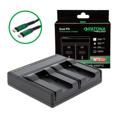 PATONA Premium Dual PD Performance töltő Fuji NP-80-hoz, USB-C bemenettel/kimenettel együtt