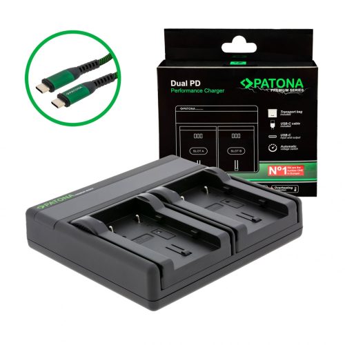PATONA Premium Dual PD Performance töltő a JVC BN-VF808U-hoz USB-C bemenettel/kimenettel együtt