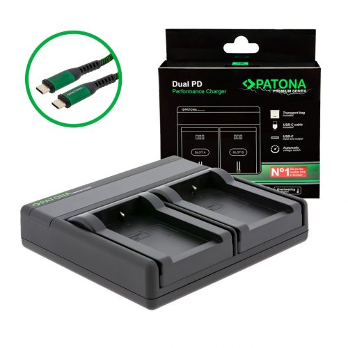 PATONA Premium Dual PD Performance töltő Minolta NP-200-hoz USB-C bemenettel/kimenettel együtt