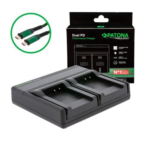 PATONA Premium Dual PD Performance töltő Pentax D-LI88-hoz USB-C bemenettel/kimenettel együtt
