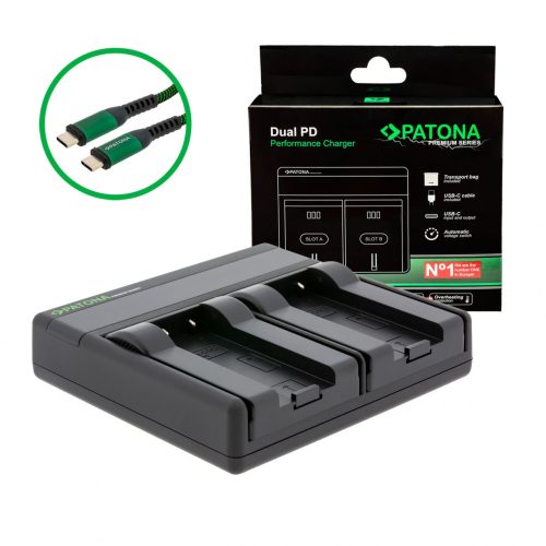 PATONA Premium Dual PD Performance töltő Casio NP-50 készülékhez USB-C bemenettel/kimenettel együtt