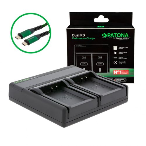 PATONA Premium Dual PD Performance töltő Canon LP-E10 fényképezőgépekhez USB-C bemenettel/kimenettel együtt