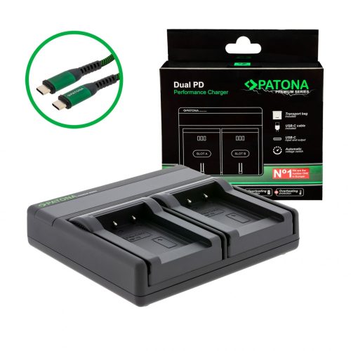 PATONA Premium Dual PD Performance töltő Casio NP-70 készülékhez USB-C bemenettel/kimenettel együtt