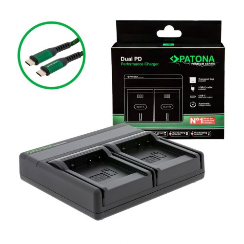 PATONA Premium Dual PD Performance töltő Panasonic DMW-BLE9E készülékhez USB-C bemenettel/kimenettel együtt