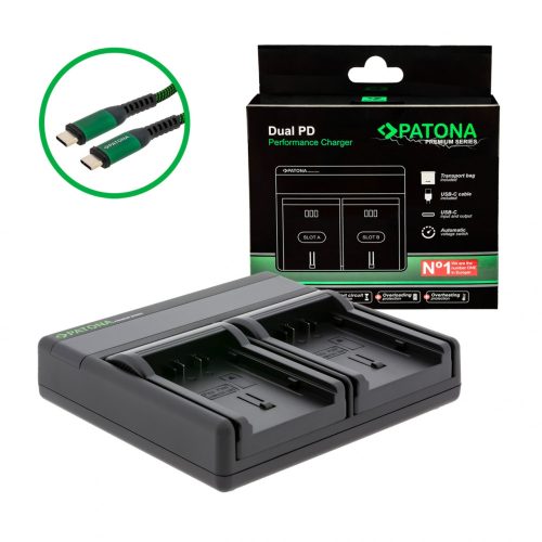 PATONA Premium Dual PD Performance töltő Panasonic VBN130-hoz, USB-C bemenettel/kimenettel együtt