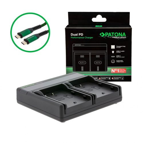 PATONA Premium Dual PD Performance töltő Panasonic DMW-BLF19 készülékhez USB-C bemenettel/kimenettel együtt