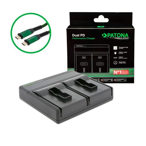 PATONA Premium Dual PD Performance töltő GoPro AHDBT-401-hez USB-C bemenettel/kimenettel együtt