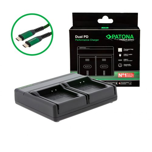 PATONA Premium Dual PD Performance töltő Canon NB12L-hez USB-C bemenettel/kimenettel együtt