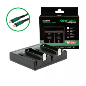   PATONA Premium Dual PD teljesítményű töltő 18650-es cellákhoz USB-C bemenettel/kimenettel együtt