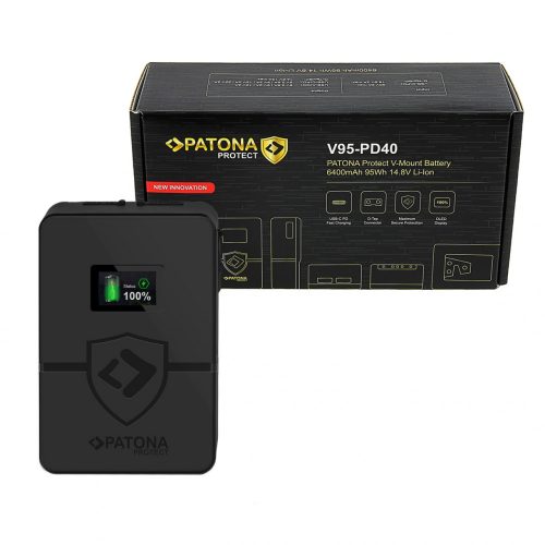 PATONA PROTECT V-Mount akkumulátor V95-PD40  BP-95W PD40W USB-C bemenet OLED-kijelző 95Wh