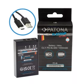   PATONA Platinum akkumulátor USB-C bemenettel az Olympus BLS5 BLS-5 E-P3 E-PL2 PEN E-PL3 E-PM1 készülékhez