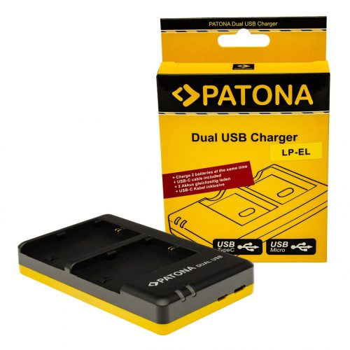 PATONA Dupla töltő Canon LP-EL Speedlite EL-1 EL-5 készülékhez USB-C kábellel együtt