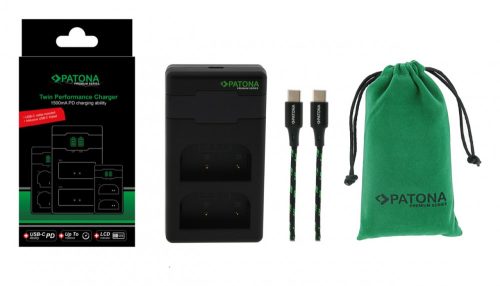 PATONA Premium Twin Performance PD töltő  Olympus BLX-1 OM-1, USB-C kábellel együtt