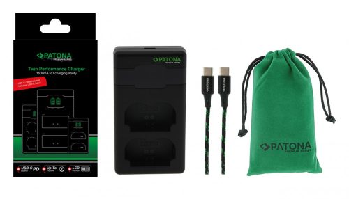 PATONA Prémium Twin Performance PD töltő Fuji NP-W235 Fujifilm X-T4 XT4-hez USB-C kábellel együtt