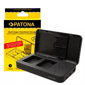   PATONA Dupla töltő a Sony NP-FW50 NEX.3 NEX.5NEX-7 NEX-C3 A33 A55 készülékhez power bank funkcióval és memóriakártya tárolóval