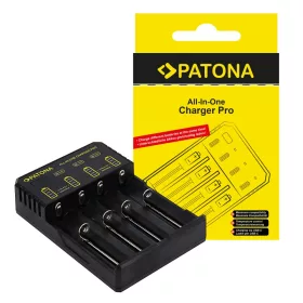   PATONA USB töltő kerek cellákhoz CR123A, 14500, 16340, 18650, 22650, 26650... és micro AAA / mignon AA elemekhez...