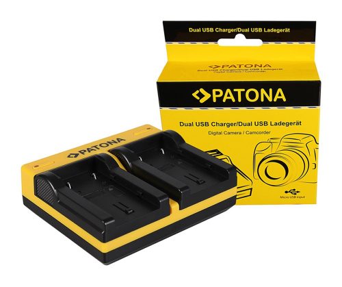 PATONA Dupla töltő  JVC BN-VF808U GR-D DRD818 DR-D818 GRD720 GR-D720 GRD720E Micro-USB kábellel együtt