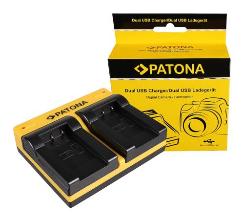 PATONA Dupla töltő  Sanyo DB-L90 DMX DMXSH1 DMX-SH1 DMXSH11 DMX-SH11 DB-L90 VPC inkl. Micro-USB