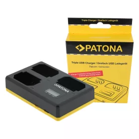  PATONA USB Háromszoros töltő  Sony NP-FZ100 A7 III A7M3 Alpha 7 III A7 R III A7RM3 Alpha 7 R III A9 Alpha 9 FZ100