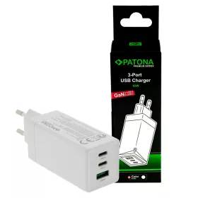   PATONA Prémium GaN PD65W adapter fehér 2xUSB-C 1xUSB-A PD3.0 QC3.0