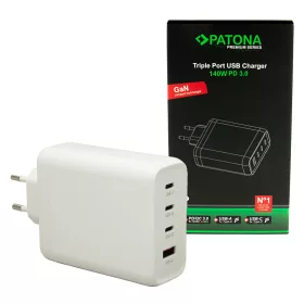   Patona prémium GaN hálózati töltő 140W 3× USB-C és 1× USB-A fehér